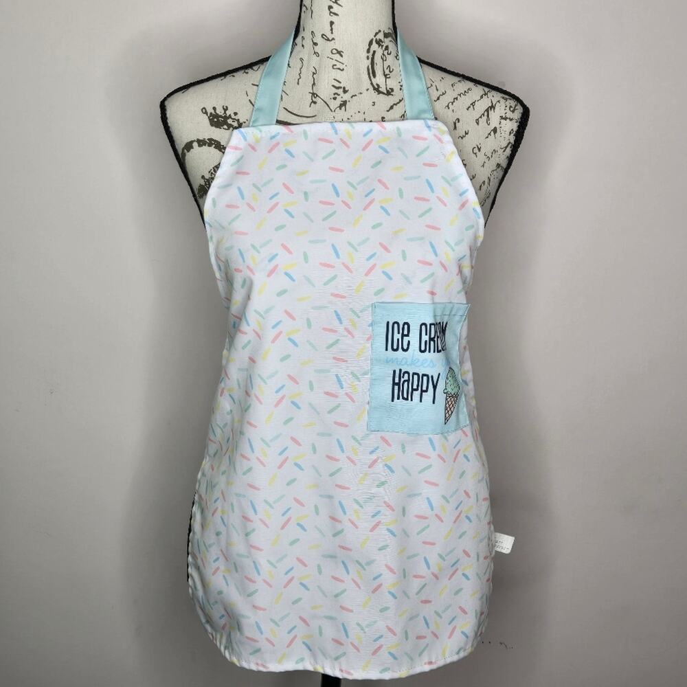 Always First Childs Apron Ice Cream Makes You Happy w/ Pocket Adjustable One Sz
